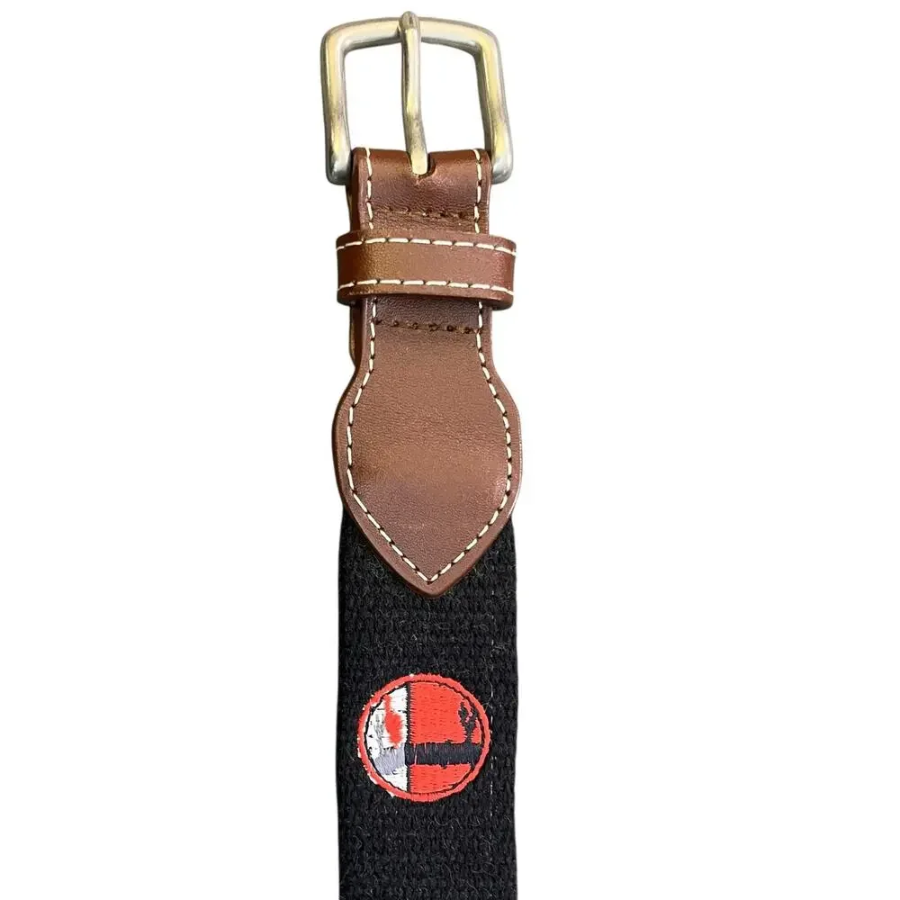 Reel Point Shelter Island Belt Boys One Size Black Woven Leather Elastic